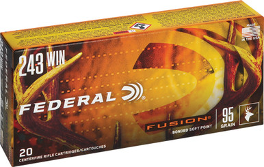 eral F243FS1 Boat Tail Fusion Soft Point 95 Grain .243 Winchester 2980 Fps Ammo