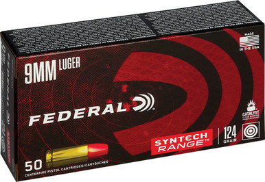 rican Eagle AE9SJ2 Syntech Range LEAD-FREE Total Syntech Jacket Flat Nose 124 Grain 9mm Luger/Parabellum 1110 Fps Ammo