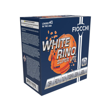 cchi 12WRSL75 Exacta Target White Rino Super Light 12 Gauge 2-3/4 1-1/8oz #7.5 1150 Fps Ammo