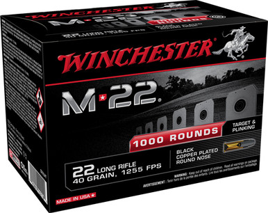 chester S22LRT M-22 Black Copper Plated Round Nose 40 Grain .22 Long Rifle 1255 Fps Ammo