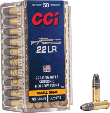  957 Suppressor Subsonic HP 45 Grain .22 Long Rifle 970 Fps Ammo