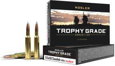 ler 60022 Trophy Grade Nosler AccuBond 140 Grain 6.5x55mm Swedish 2650 Fps Ammo