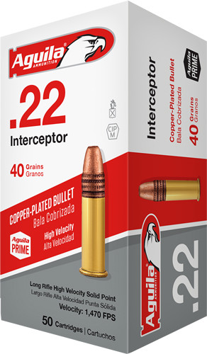 ila 1B220320 Interceptor Copper Plated Solid Point 40 Grain .22 Long Rifle 1470 FPS. Ammo