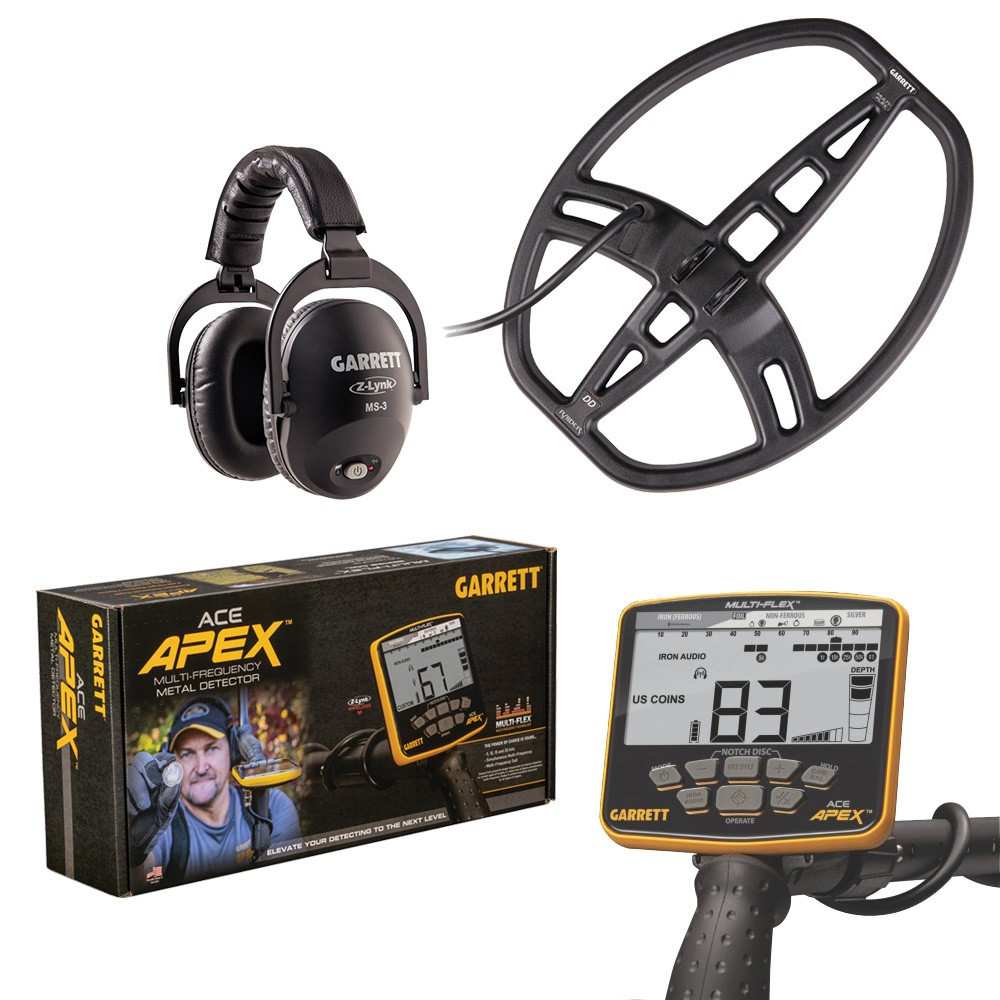 Garrett Apex Metalldetektor – Drahtlos Mit Raider-Platte, Multifrequenz, Leicht (1,13 Kg), Perfekt Für Einsteiger & Profis