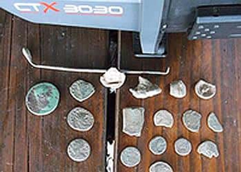 Old Roman Stamp and Coins