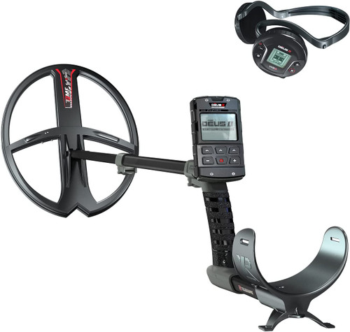 XP Deus II Metal Detector with 13"x11" Search Coil fully assembled with search coil and wireless headphones  