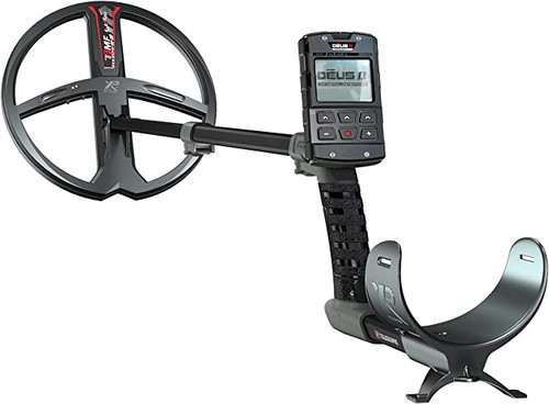 XP Metal Detector Deus II RC with 3428 FMF Coil 13"x11" fully assembled on white background