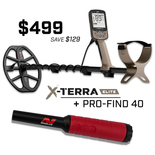 Minelab X-Terra Elite Metal Detector and Minelab Pro-Find 40 Pinpointer Only $499 Save $129