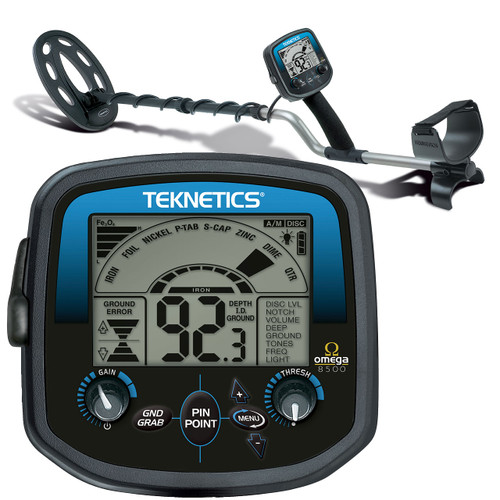 Teknetics Omega 8500 Metal Detector and User Interface UI Close Up with target ID of 92 