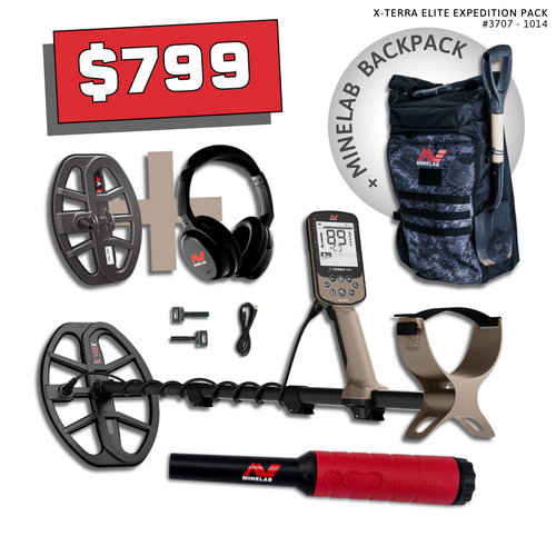 Minelab X-Terra Elite Expedition Pack Bundle #2 bundle with Minelab backpack and Pro-Find 40 pinpointer — $799
