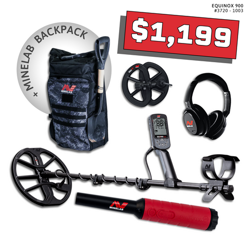 Minelab Equinox 900 Adventure Pack #2 bundle with Minelab backpack and Pro-Find 40 pinpointer — $1,199