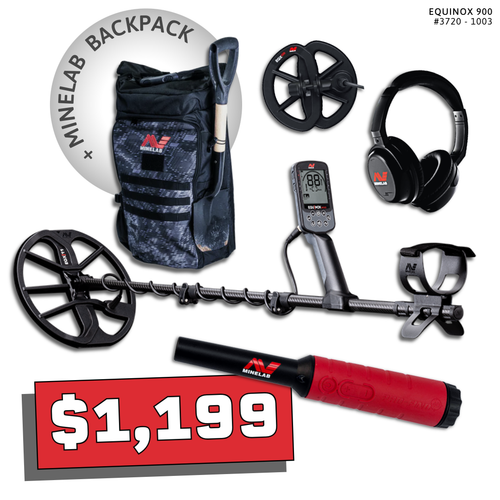 Minelab Equinox 900 Bundle #2 bundle with Minelab backpack and Pro-Find 40 pinpointer — $1,199