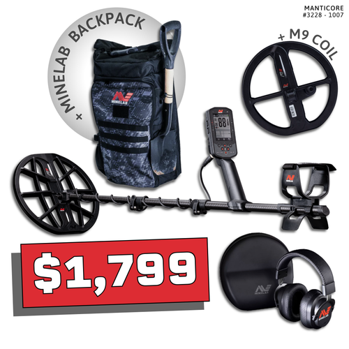 Minelab Manticore Bundle #3 bundle with Minelab backpack and M9 search coil — $1,799