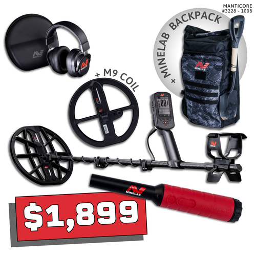 Minelab Manticore Bundle  #4 bundle with Minelab backpack, M9 search coil, and Pro-Find 40 pinpointer — $1,899