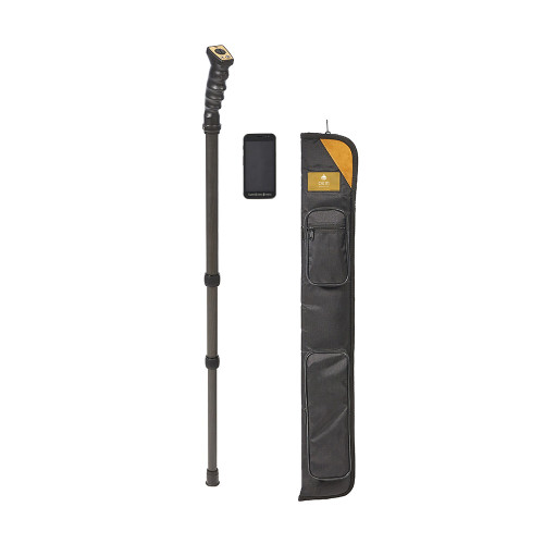 OKM Rover UC Version A Metal Detector upright next to carrying care