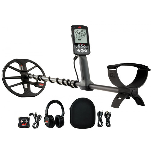 Minelab Equinox 800 Metal Detector shown with all accessories from Kellyco Metal Detectors