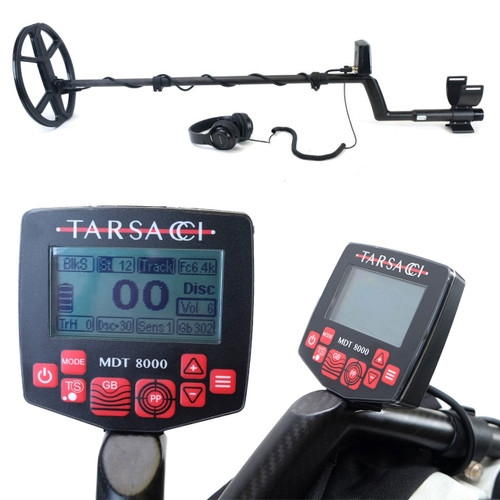 Tarsacci MDT 8000 Metal Detector fully assembled with up close of screen and menu