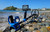 Garrett Vortex VX9 Metal Detector lifestyle The vortex fully assembled lying in the river 