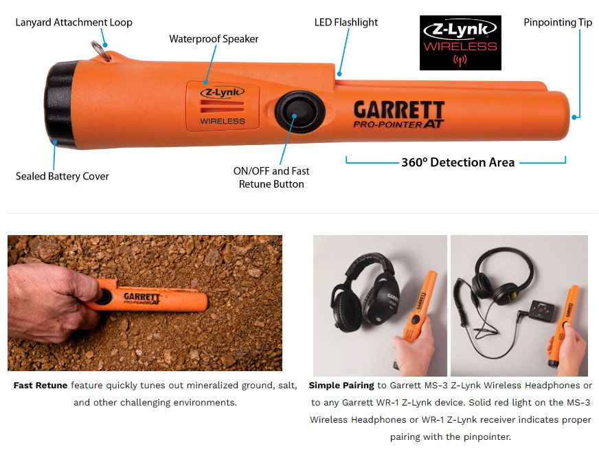 Garrett Z-Lynk MS-3 Headphones / Pro-Pointer AT Z-Lynk Kit