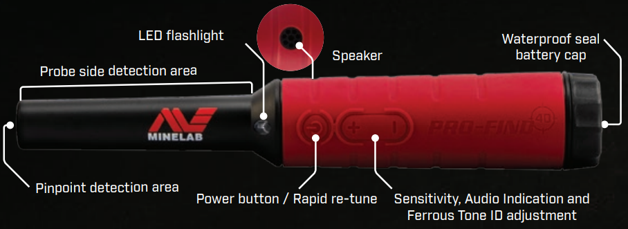 Minelab Pro-Find 40 Pinpointer - Colonial Metal detectors