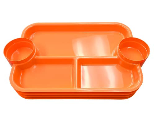 The Party Dipper - Food Tray Serving Tray  - Made in USA (4 Pack, Orange)