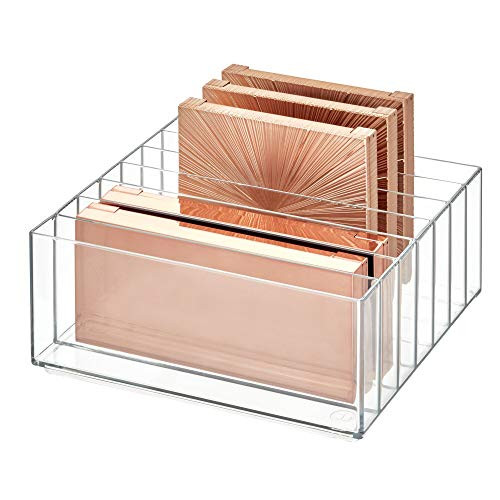 iDesign 42870 Clarity BPA-Free Plastic Divided Wide Makeup Palette Organizer, 8.1" x 8.1" x 3.7"