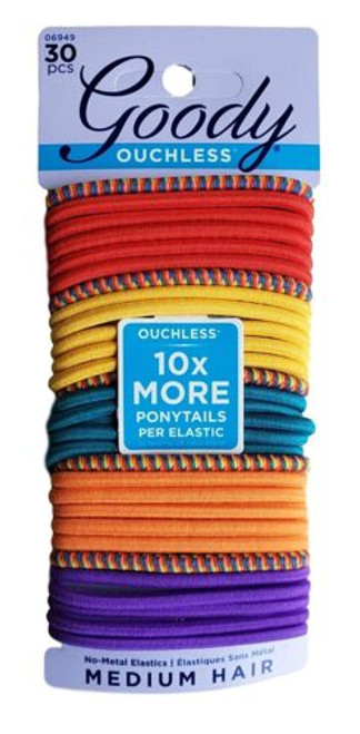 Goody WoMens Ouchless Braided Elastics, 30 Count (Festival Primary)
