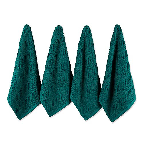 DII Luxury Barmop Collection Chevron Dishtowel Set, 16x19, Teal, 4 Piece