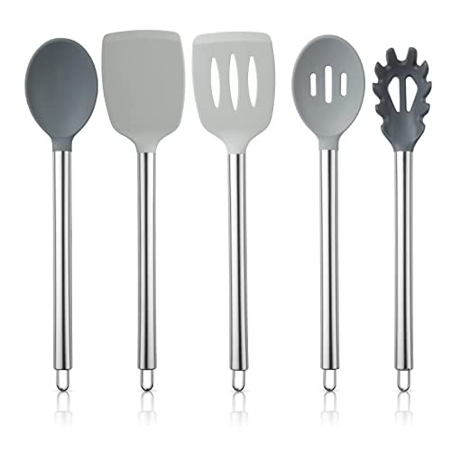COOK WITH COLOR Silicone Cooking Utensils Kitchen Set, 5 Pieces, Grey Ombre