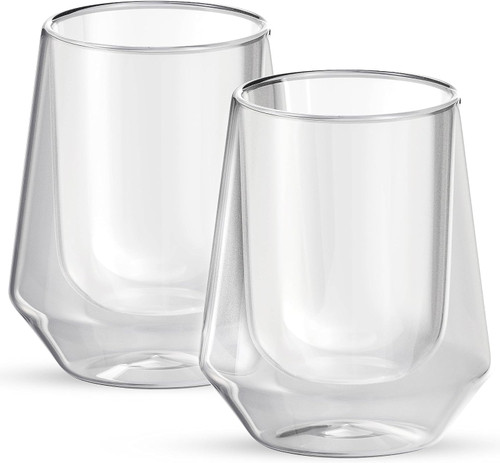 Double Wall Insulated Glasses, 2-Piece 8 oz Clear Borosilicate Glass Cups