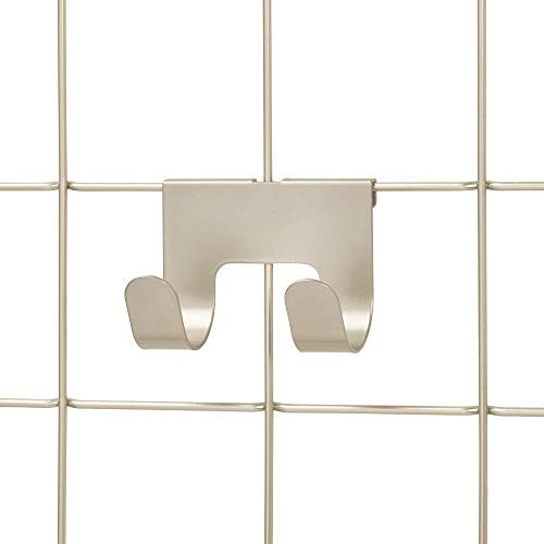 iDesign Jayce Metal Double Hooks for Modular Grid System Satin Silver