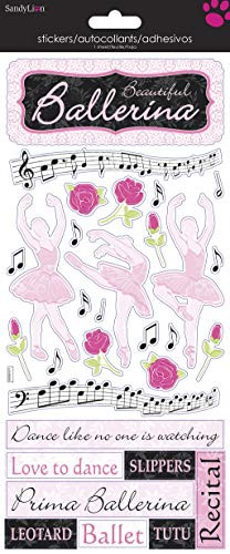 Sandylion Ballet Glitter Stickers, Clear, 5.5 x 12 In for Crafts