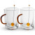 Elle Decor Double Wall Glass Coffee Mugs with Spoons | Set of 2 (Amber Handle)
