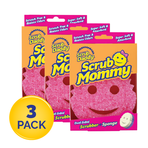 3 x Scrub Mommy Dual-Sided Scrubber Sponge - Pink