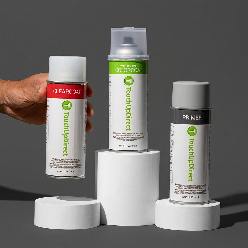 TouchUpDirect automotive aerosol paint cans in multiple sizes