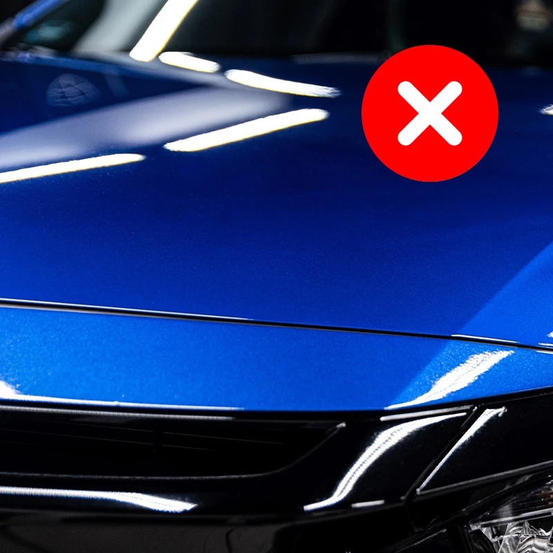 Custom blue vehicle paint representing a color-match claim not covered by the guarantee.