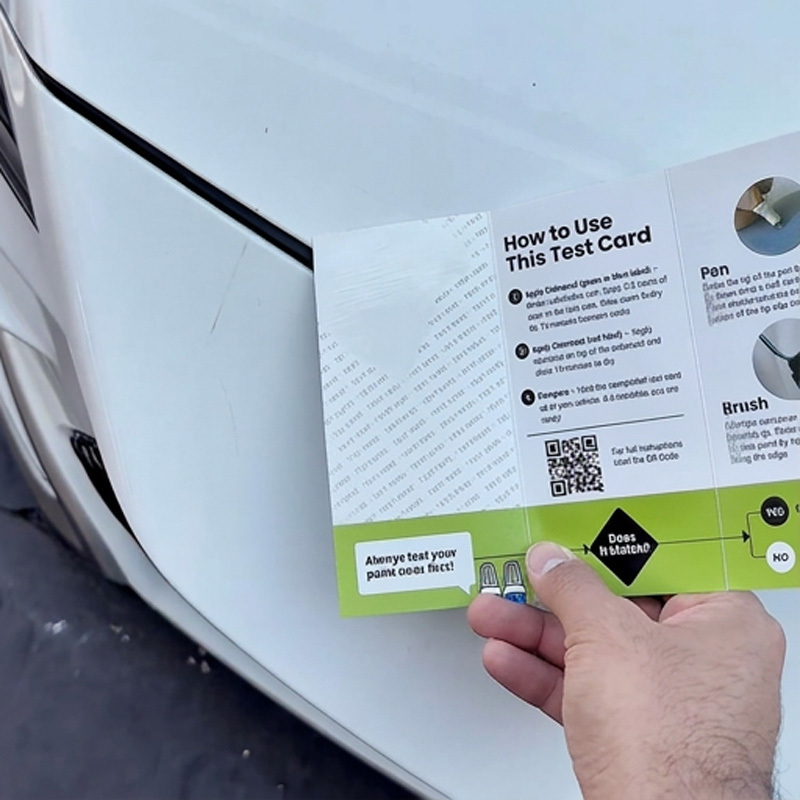 Customer photographing the vehicle paint and product information needed for a color-match claim.