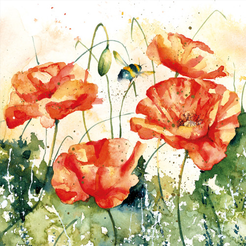 Bees and Poppies (6 blank cards)