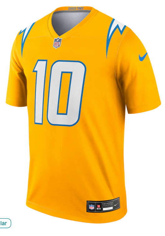 Los Angles Chargers Herbert Yellow Jersey