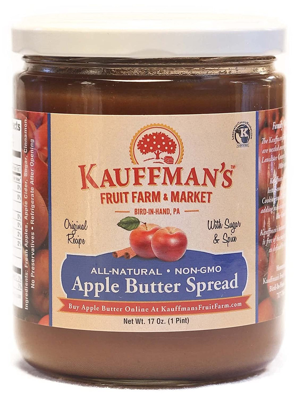 Kauffman Orchards Homemade Apple Butter Spread, 17 Ounce Jar