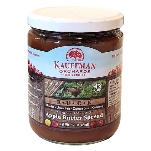 "BUCK" Apple Butter Spread, No Sugar or Spice Added, Made with Blondee, Ultima Gala, Crimson Crisp, and Kindercrisp Apples, 17 Oz. Jar