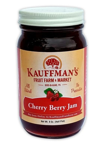 Cherry Berry Jam, All Natural, No Preservatives, 9 oz. Jar