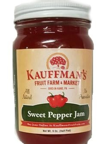 Sweet Pepper Jam, All Natural, No Preservatives, 9 oz. Jar