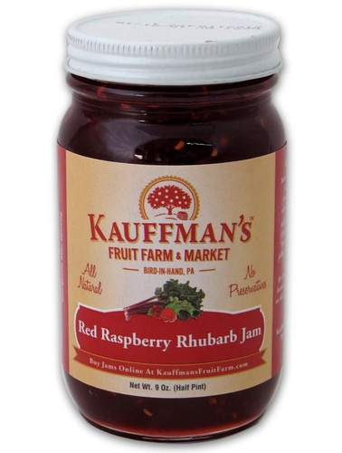 Red Raspberry Rhubarb Jam, All Natural, No Preservatives, 9 oz. Jar