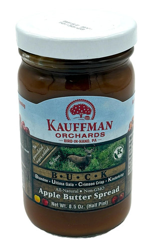 "BUCK" Apple Butter Spread, Sugar-Free, Made with Blondee, Ultima Gala, Crimson Crisp, and Kindercrisp Apples, 8.5 Oz. Jar