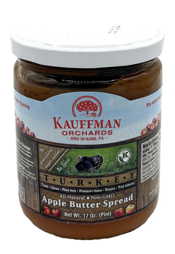 Kauffman Orchards "TURKEY" Apple Butter Spread (Trinity, Uproar, Ruby Rush, Kinnaird's Choice, Empire, and York Imperial Apples) 17 Oz.