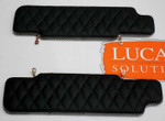 LRC34125 - Defender Sun Visor Kit - Black Diamond Quilted Leather with White Stitch by Lucari - Comes as a Pair Image 3 Thumbnail