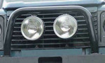 ABAR - Defender 'A' Bar With Two Spot Light Brackets in Black (For Off-Road Use Only) - Doesn't Fit Vehicles with Air Con Image 1 Thumbnail