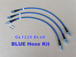 GL1228-BLUE - Extended Brake Hoses - 3 Line Kit - Defender 1999-2004 TD5 EARLY - No ABS - by Gwyn Lewis Image 1 Thumbnail