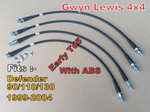 GL1231-BLACK - Extended Brake Hoses - 4 Line Kit - Defender 1999-2004 TD5 EARLY - With ABS - by Gwyn Lewis Image 1 Thumbnail